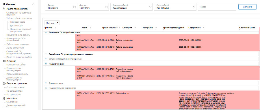 LanAgent оперативно выявляет потенциально опасные события, блокирует возможные пути утечек конфиденциальных данных и своевременно уведомляет специалистов службы безопасности о возникающих рисках, обеспечивая комплексную защиту вашей организации от различных видов киберугроз.